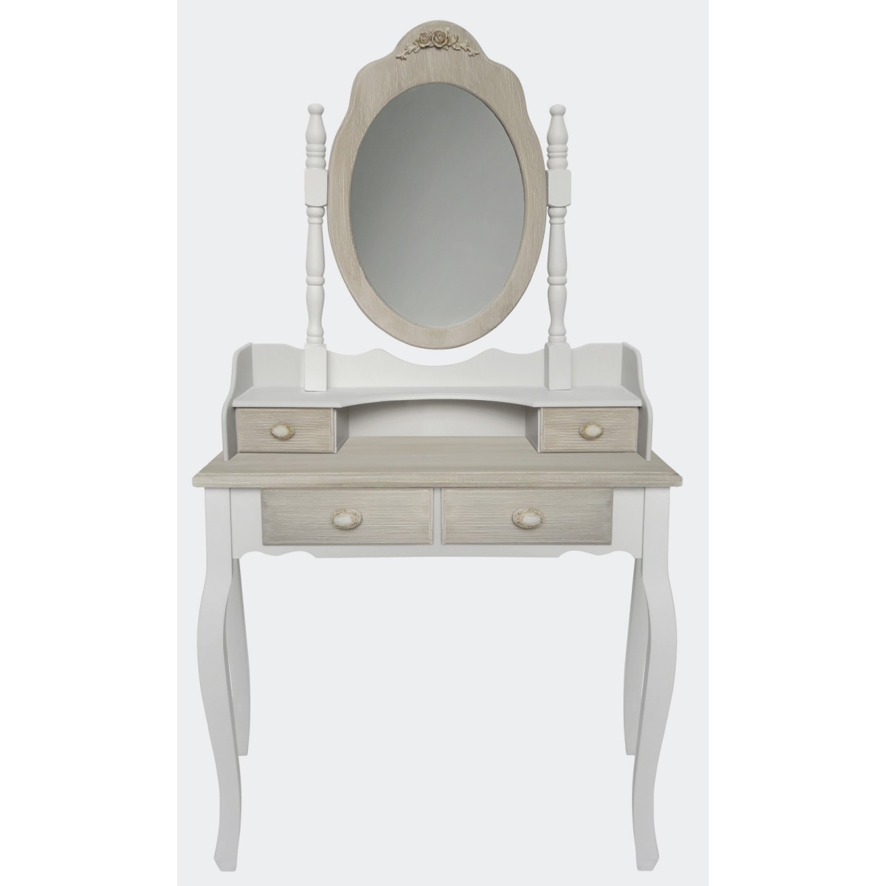 Σετ τουαλέτα με καθρέπτη Romantique Λευκό με γκρι